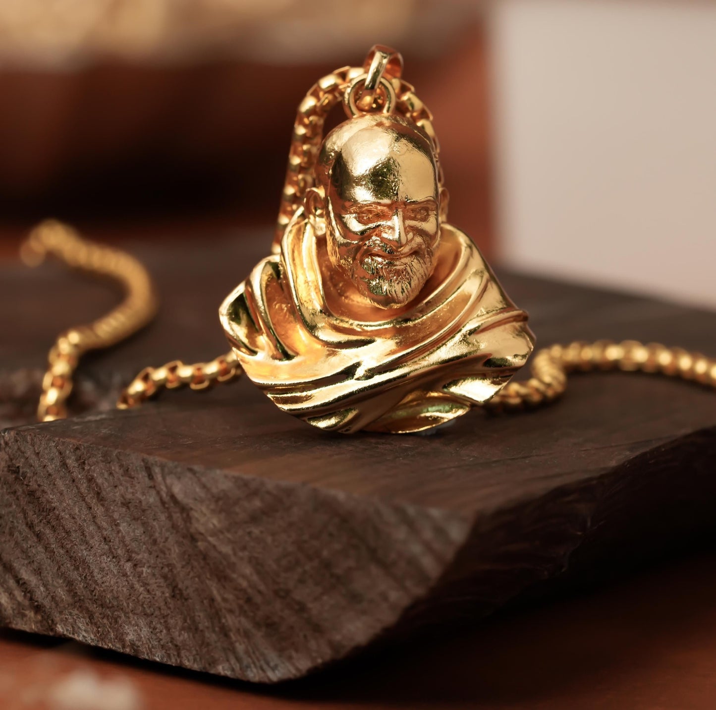 Sterling Gold Plated Neem Karoli Baba Pendant for Men