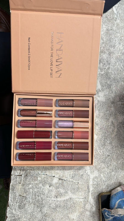 Velvet Matte Liquid Lipstick Set (12Pcs)