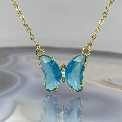 Crystal butterfly pendant necklace for Girls