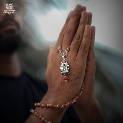 Trishul Damru Rudraksha Pendant with Orignal Rudraksha Mala📿