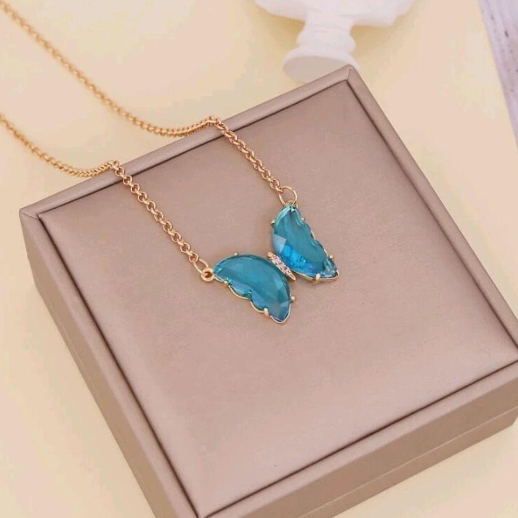 Crystal butterfly pendant necklace for Girls