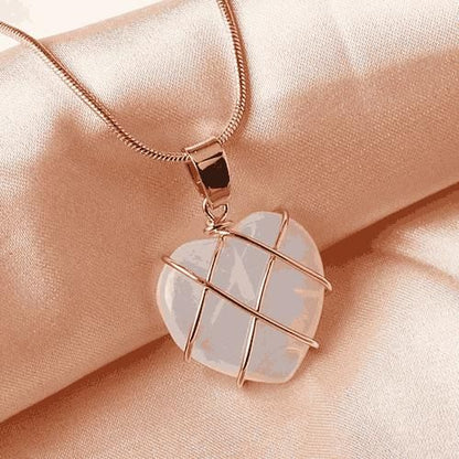 Wrapped Love Heart Crystal Stone Pendant