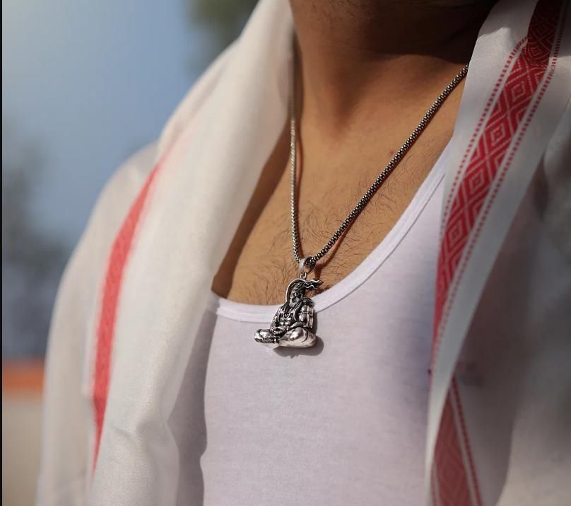 Hanuman Silver Locket With Chain