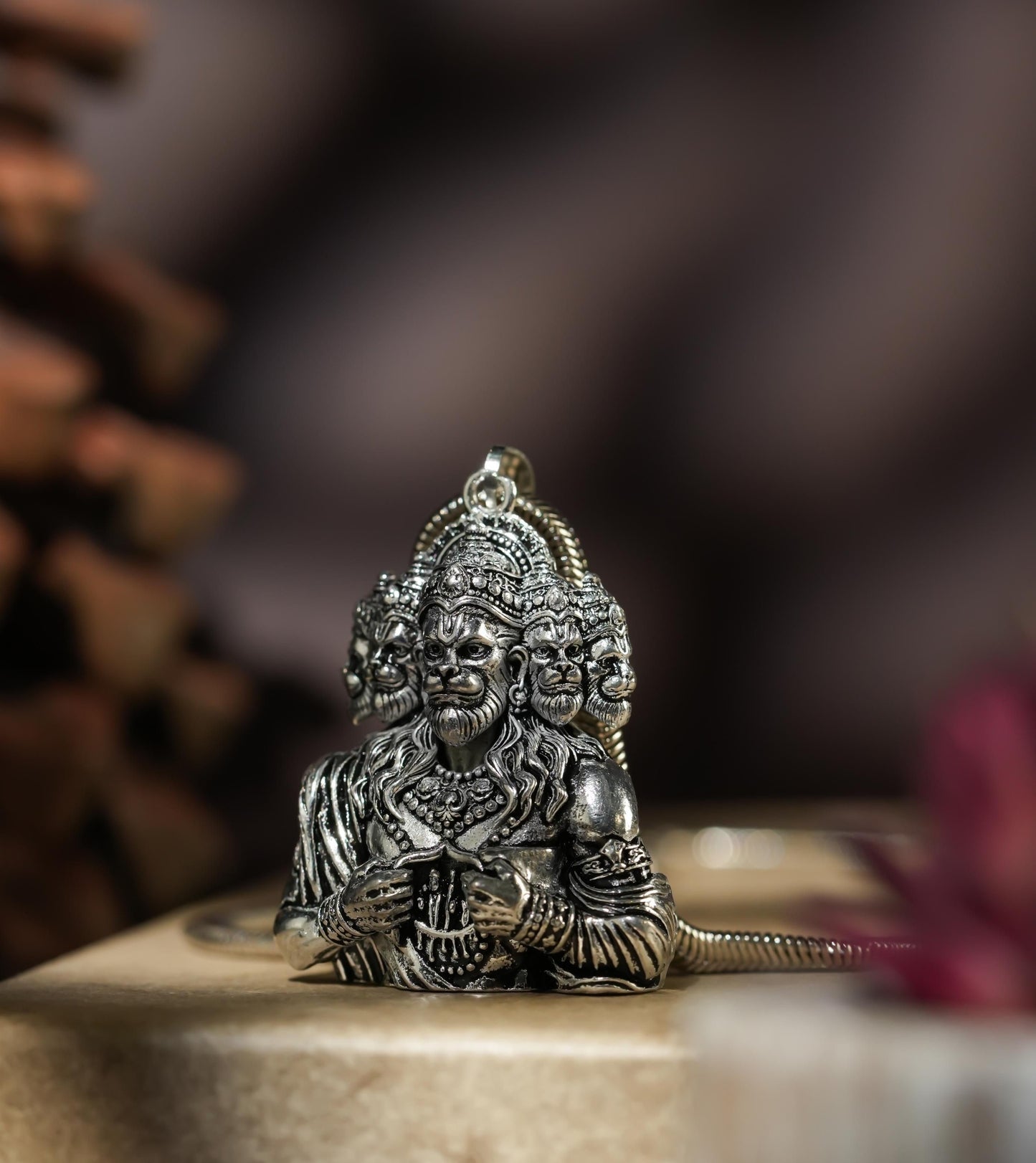 Panchamukhi Hanuman Pendant With Snake Chain